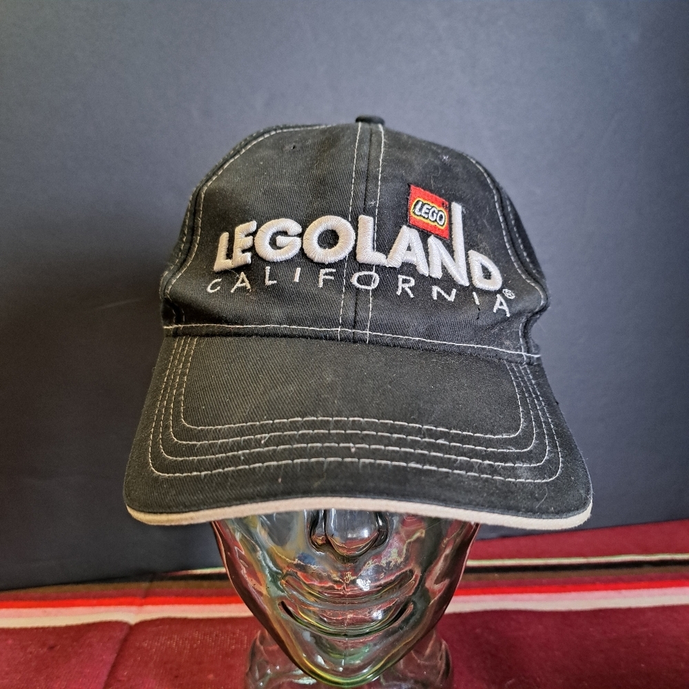 VINTAGE Legoland‎ California Black Velcro Strap Back Hat Ball Cap